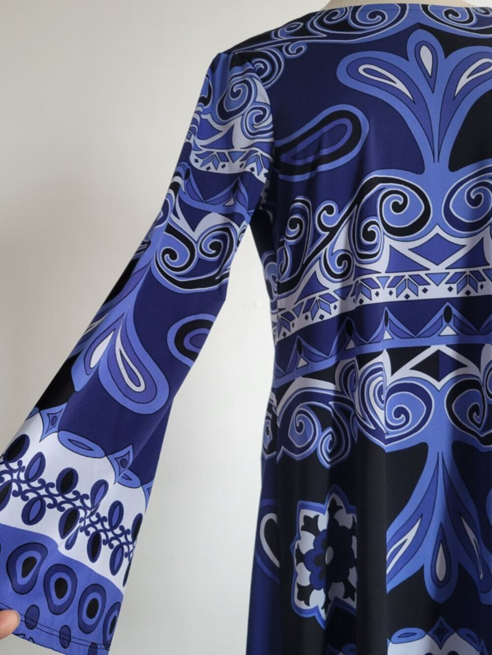 INC International Concepts Long-Sleeve Paisley Blues Geometric Dress (Size: M) - Picture 3 of 14